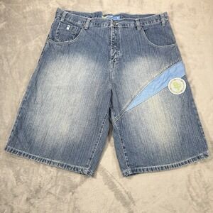 Vintage Y2K Southpole Blue Denim Shorts Size 46 Hip Hop Skater Baggy Embroidered